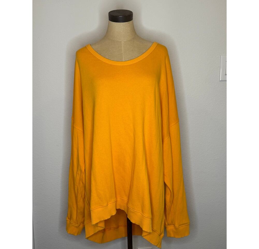 Aerie Orange Gold oversized sweatshirt Top Shirt Tunic size XL gameday